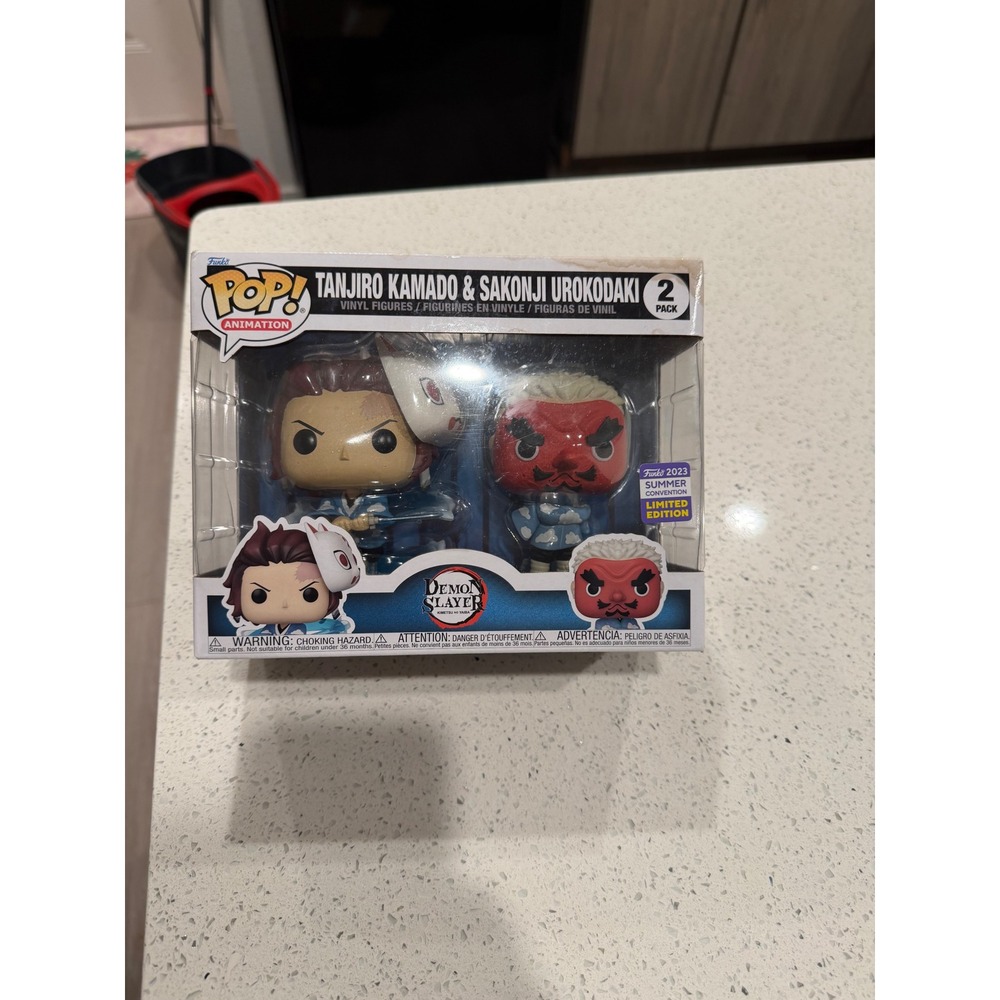 Funko Pop Demon Slayer Tanjiro Kamado Sakonji Urokodaki 2 Pack Summer Convention